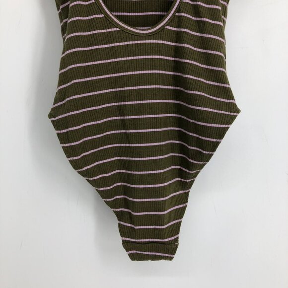 Urban Outfitters Out From Under Green/Pink Striped Ribbed Tank Cheeky Bodysuit S - Picture 11 of 15